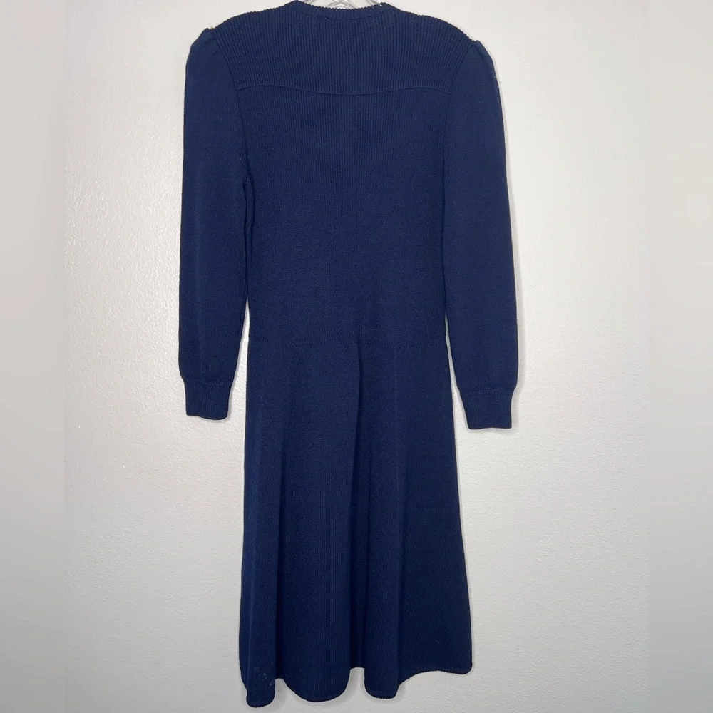 St. John by Marie Gray Vintage Navy Blue Wool Dark academia dress M_4